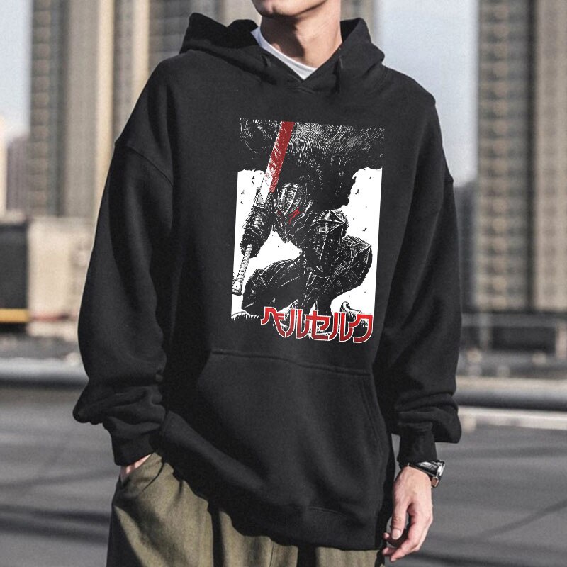 Áo Hoodie Nam Tay Dài In Hình Manga Berserk Guts Cá Tính