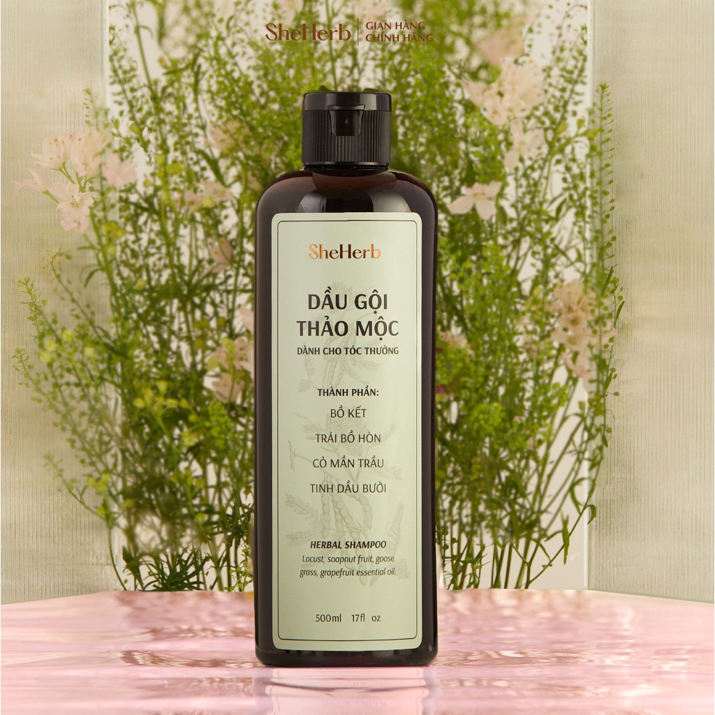 Dầu Gội Tóc Dầu Ngăn Ngừa Rụng Tóc Thảo Mộc SheHerb - Sạch Sâu, Giảm Chẻ Ngọn 250ml