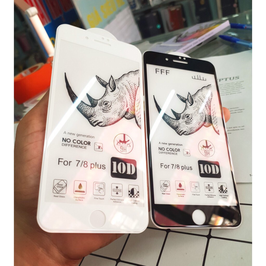 Kính Cường lực 10D Full màn hình Tê Giác Iphone 6/6 plus/7/8/7 Plus/8 Plus/X/Xr/Xs/ Xs Max/11/11Pro/11 Pro Max