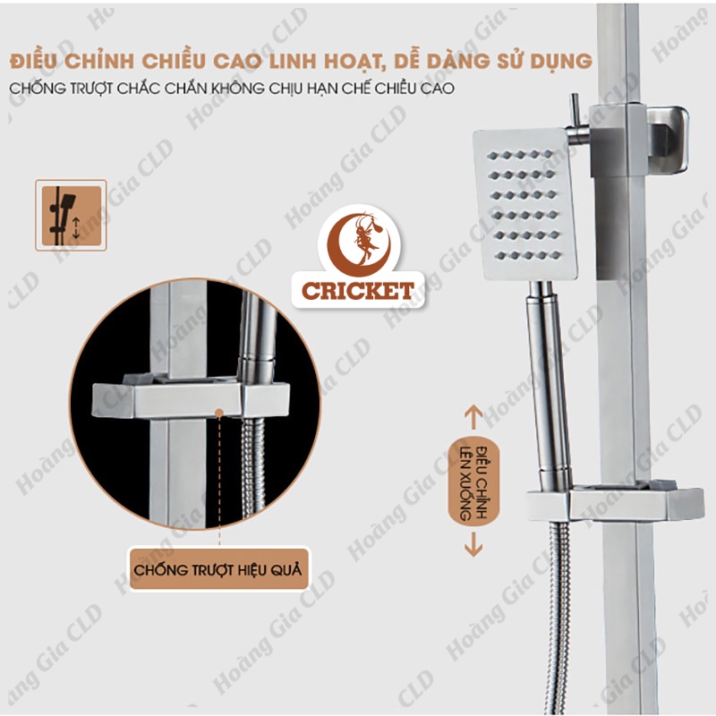 [ INOX SUS304 MỜ ] Bộ Sen Cây Tắm Kiểu Vuông Đứng NÓNG LẠNH Sentano (SC101) - Dễ lắp đặt và tiện lợi