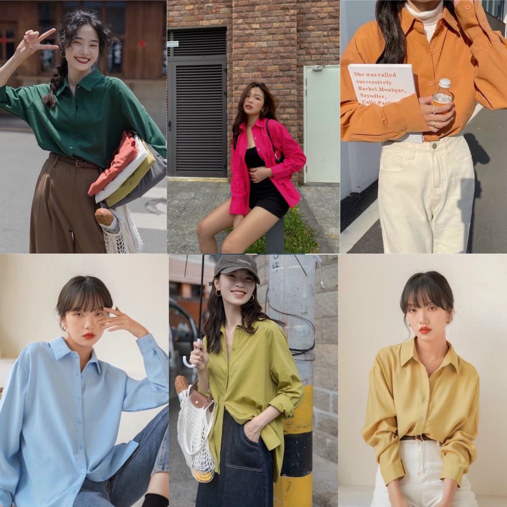 Mẫu áo sơ mi tay dài màu trendy màu hot nhất Thu - Đông