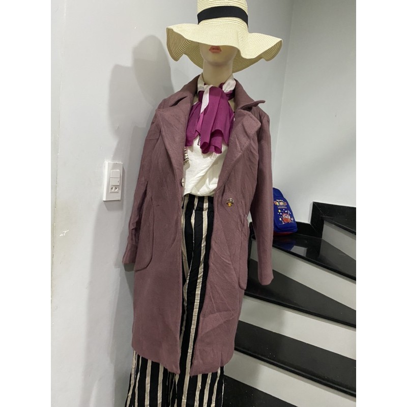 áo khoát dạ dáng dài màu nâu