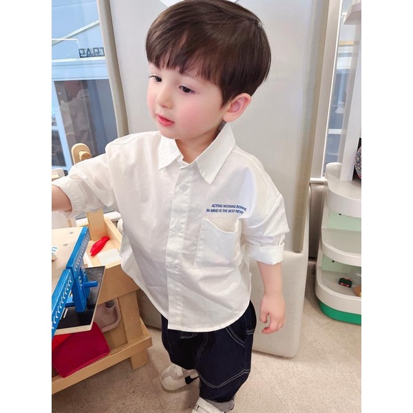 [Babycat] Hàng Có Sẵn Áo Sơ Mi Cotton Màu Trắng Thuần Khiết Phong Cách Nhật Bản Hàn Quốc Dễ Phối Đồ Mùa Xuân Mới 2022 Tay Dài Dễ Phối Đồ Cho Bé Trai