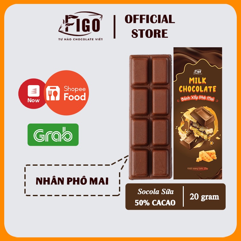 [GIÁ TỐT| 50 HỘP MIX ĐỦ 7 VỊ 20G] Chocolate 50% Cacao| Kẹo socola sữa đủ 7 vị Hạnh nhân Hạt điều Dừa Nho Phô mai FIGO