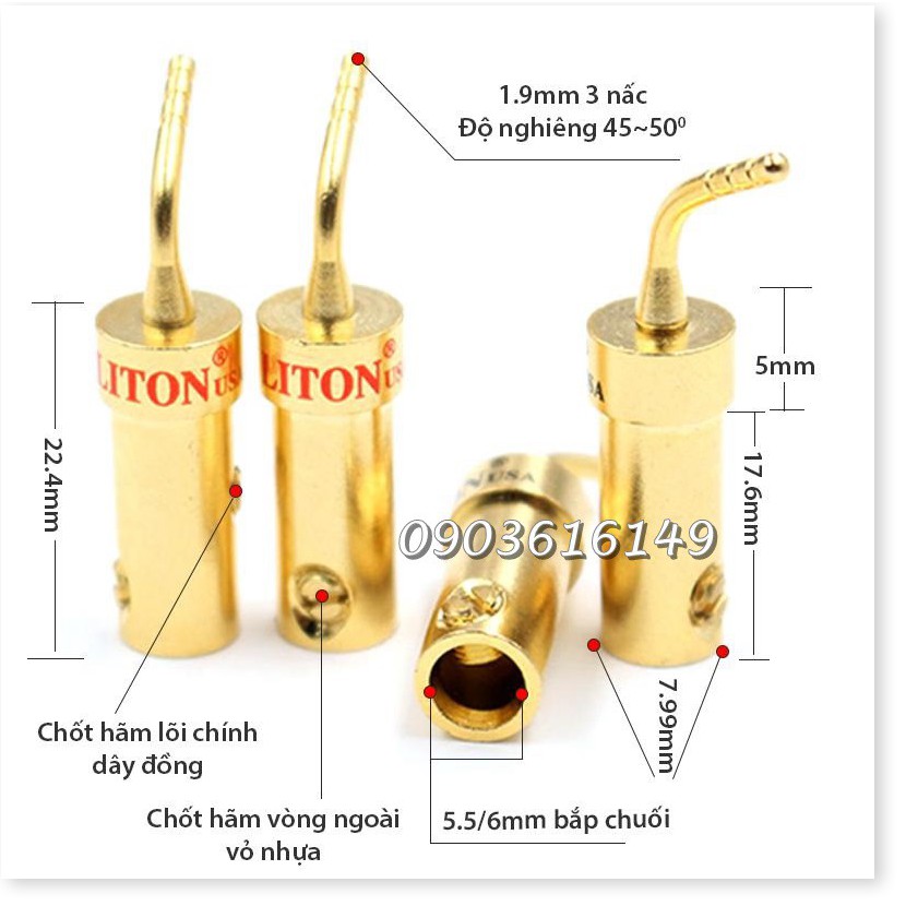 Jack loa mỏ chim LITON đồng nguyên khối ( 1 cặp )