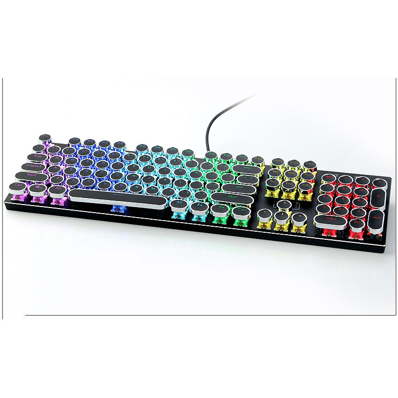 Keycap nút phím Typewriter dạng tròn bọc viền bạc xuyên led đẹp, in doubleshot ko bị mờ chữ [KHÔNG PHẢI LÀ BÀN PHÍM]