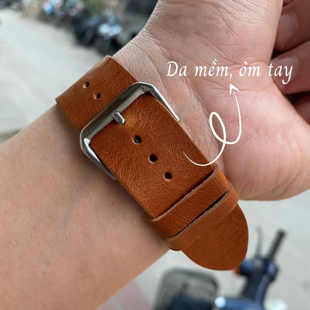 Dây Apple Watch Vnstrap dây đeo đồng hồ Apple Watch series 3 4 5 6 7 se da bò thảo mộc 1 lớp 38mm 40mm 42mm 44mm iwatch