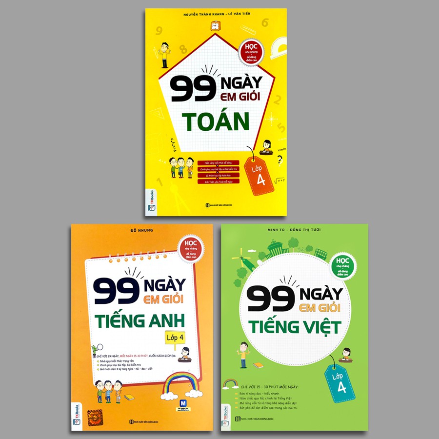 Sách - 99 Ngày Em Giỏi Toán, Tiếng Việt, Tiếng Anh - Lớp 4 (Bộ 3 quyển, lẻ tùy chọn)