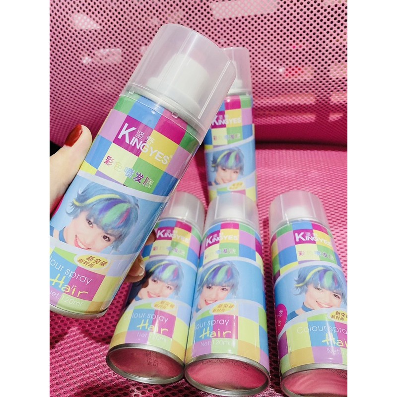 Xịt Nhuộm Tóc Tạm Thời, Giữ Nếp, Định Hình Tóc Kingyes 120ml/chai  Màu Vàng