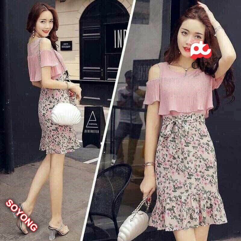 [SY] ĐẦM DÁNG ÔM HỞ VAI TÙNG HOA cực đẹp