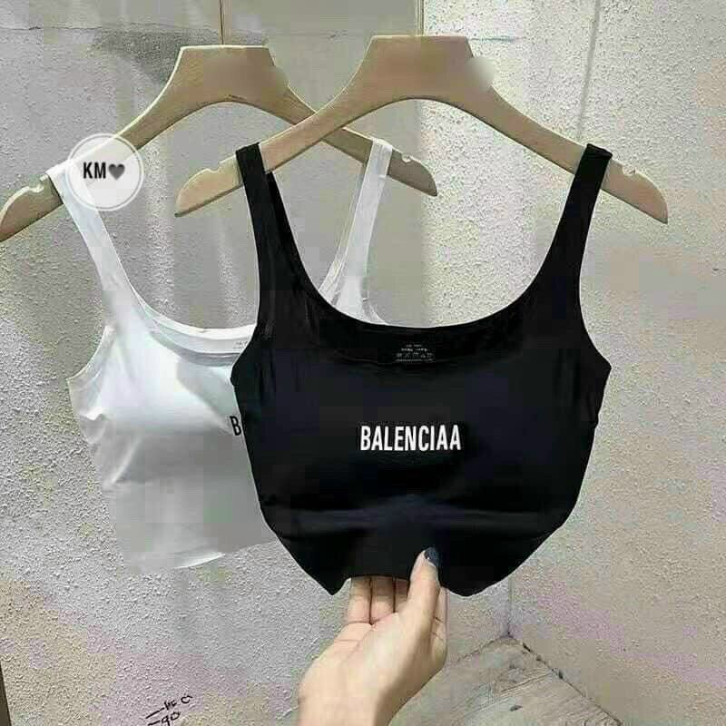Bra su lạnh croptop in chữ balenciga