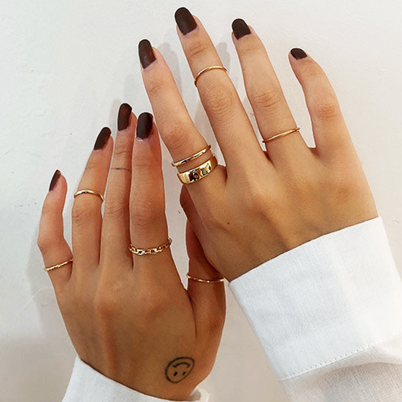 Set 7 Nhẫn Kiểu Dáng Đơn Giản Phong Cách Vintage