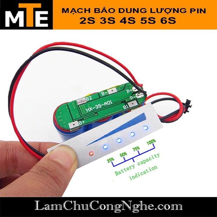 Mạch báo dung lượng pin 18650 2S, 3S, 4S, 5S, 6S