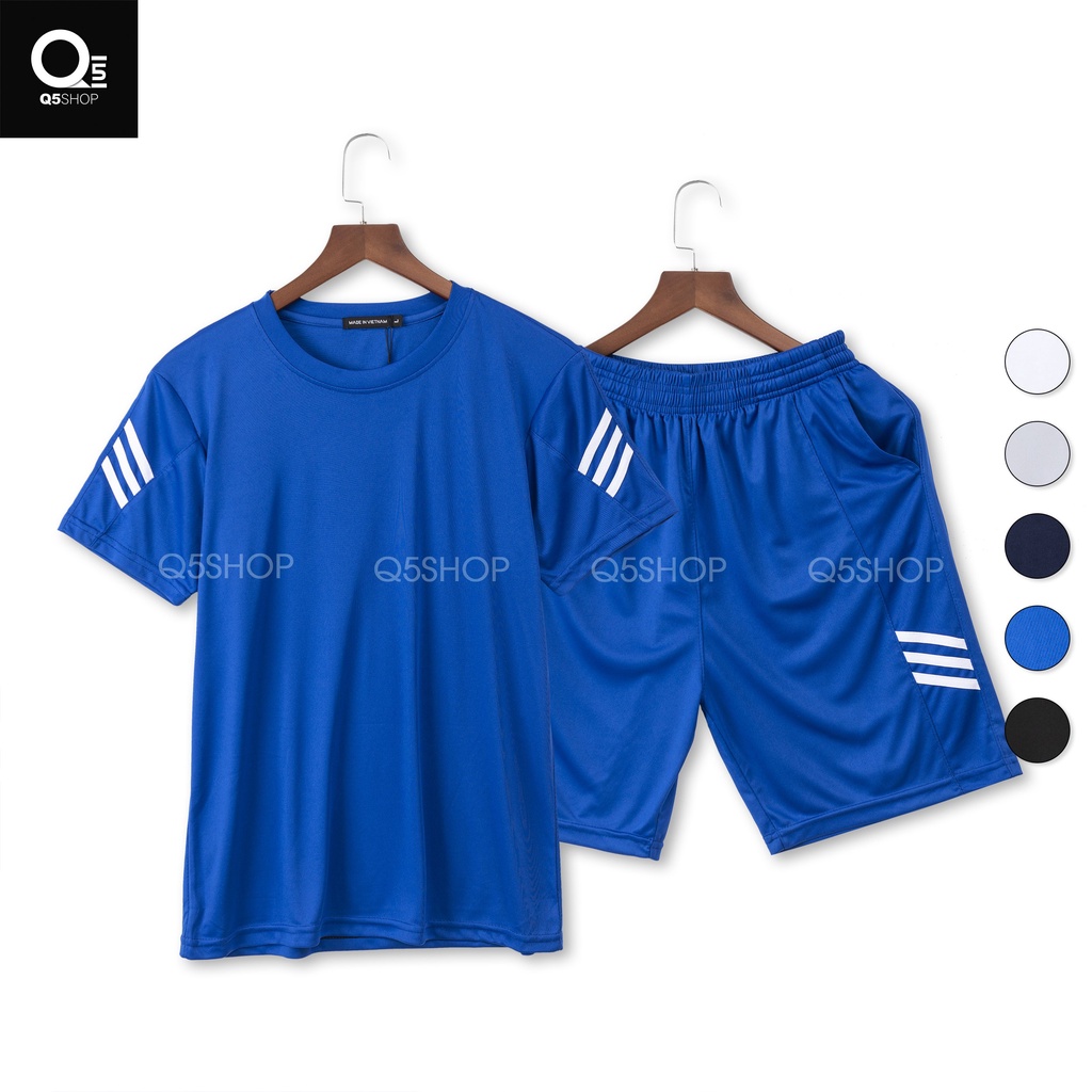 Bộ quần áo thể thao nam mùa hè đẹp cao cấp Q5Đ Chất Liệu Thun Siêu Mát, Dáng Thể Thao