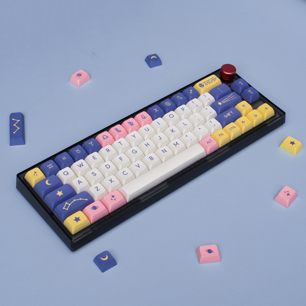 Chiêm tinh học / Chòm sao màu tím Keycaps / PBT / Thuốc nhuộm- Thăng hoa / 138 Phím / Cấu hình XDA / Bàn phím cơ Keycaps