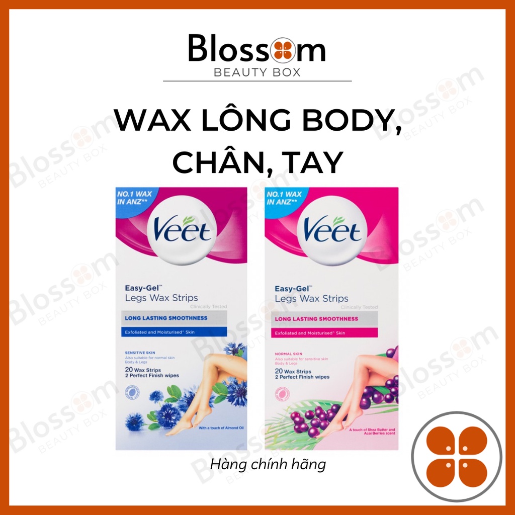 [20 miếng] Tẩy lông WAX giấy VEET wax strips cho tay, chân, body, bikini