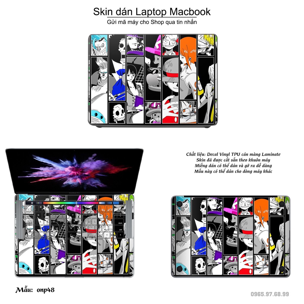 Skin dán Macbook mẫu One Piece (đã cắt sẵn, inbox mã máy cho shop)