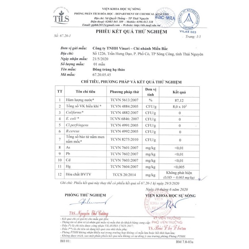 Đông Trùng Hạ Thảo Quả Thể Khô 10gr VINARI | BigBuy360 - bigbuy360.vn