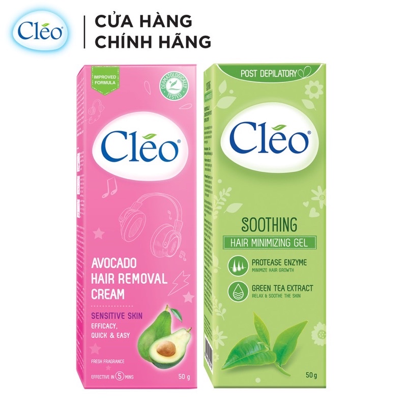 BỘ ĐÔI KEM TẨY LÔNG CLEO- GEL LÀM DỊU DA SAU TẨY LÔNG (50g x2)