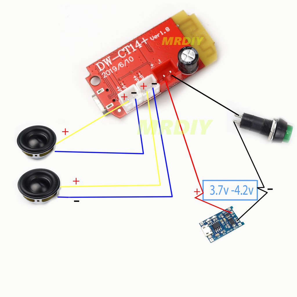 Mạch Bluetooth Khuếch Đại Âm Thanh DIY Loa Bluetooth 5.2 2x5W DW-CT14+ Ver 1.8