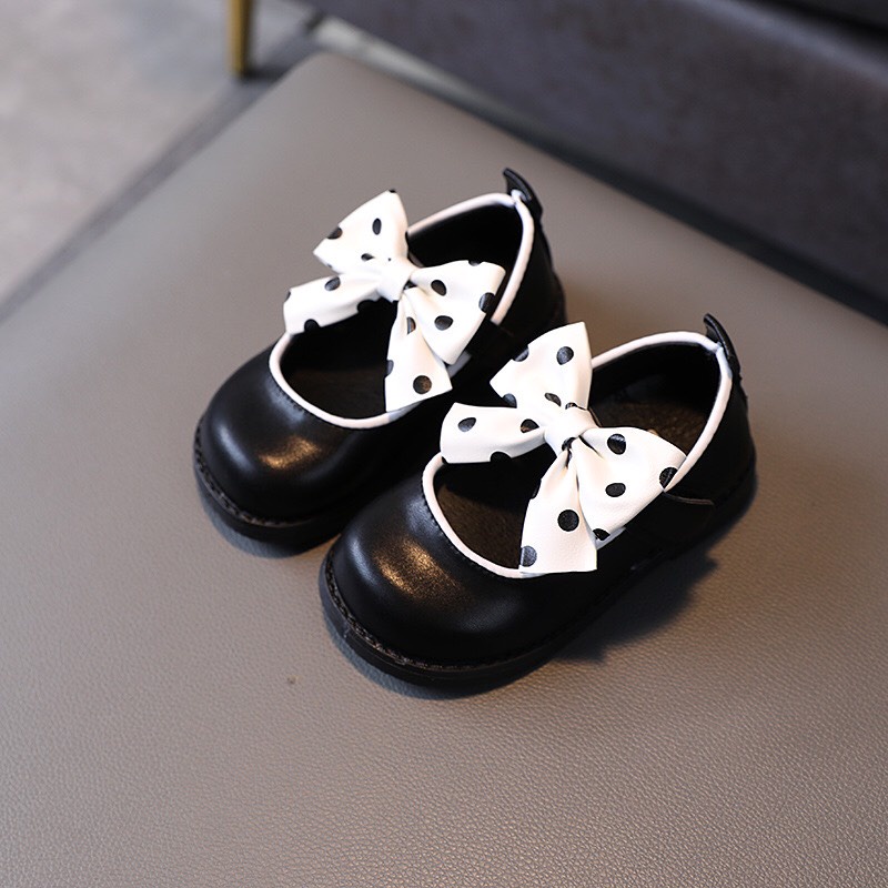 Giày búp bê chất da PU siêu mềm có gắn nơ siêu xinh cho bé gái từ 1-3 tuổi phong cách Hàn Quốc