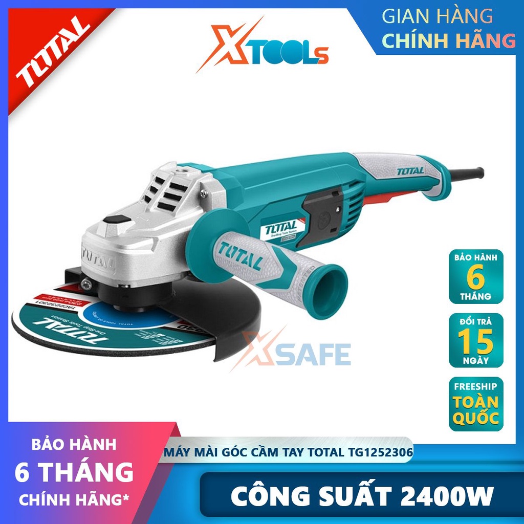 Máy mài góc cầm tay TOTAL TG1252306 220-240V~50/60Hz 2400W  9&quot; 230mm 3kg nhỏ gọn cắt/mài kim loại [XTOOLS]