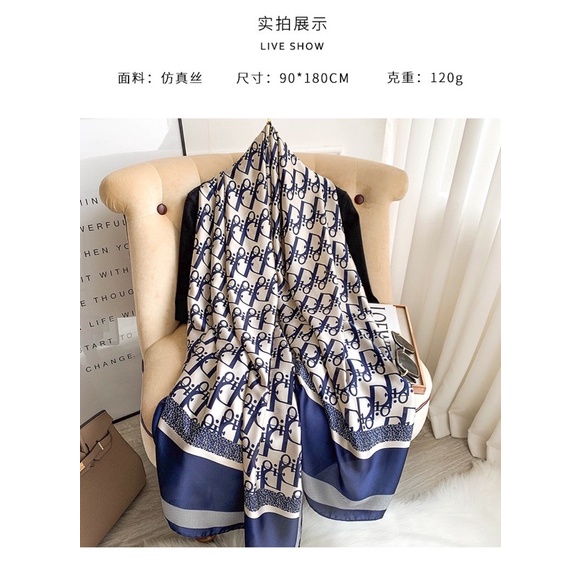 Khăn choàng cổ lụa cao cấp size 90x180cm