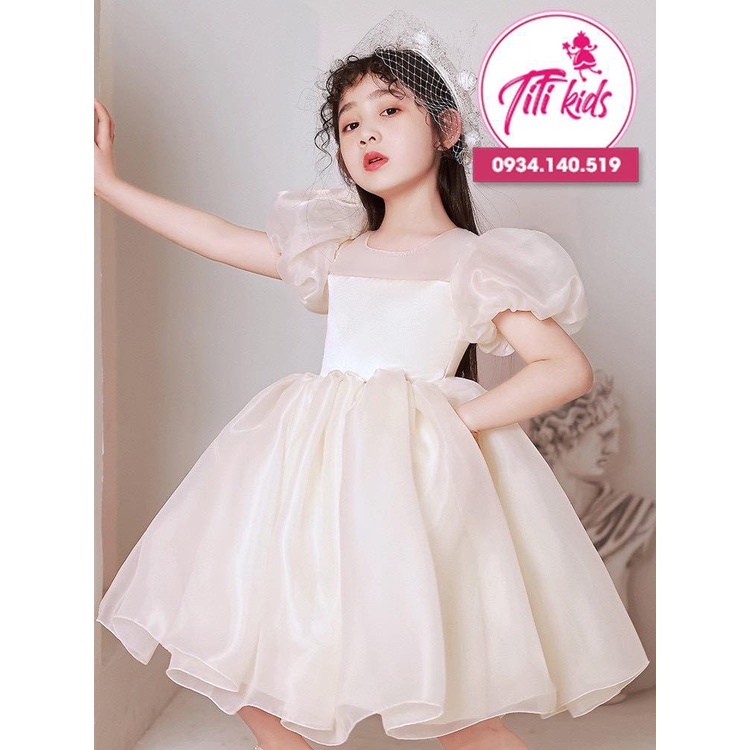 Đầm Bé Gái TiTiKids Đầm Công Chúa Voan Da Tay Phồng CC199