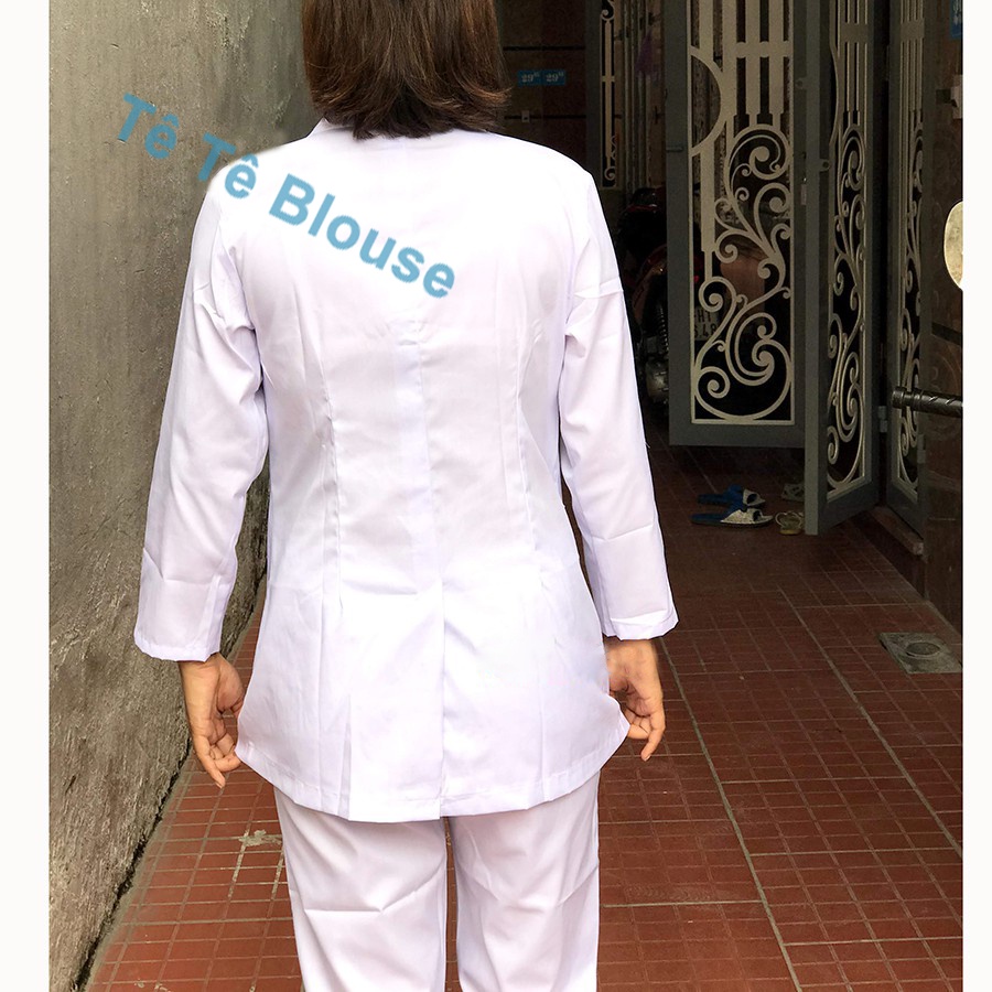 Bộ Quần Áo Blouse Dài Tay, Dáng Dài Ngang Mông Nam Nữ Cho Điều Dưỡng, Y tá ,Dược Sĩ, PTN, Vải Lon Nhật Và Thô (Giá Sỉ)