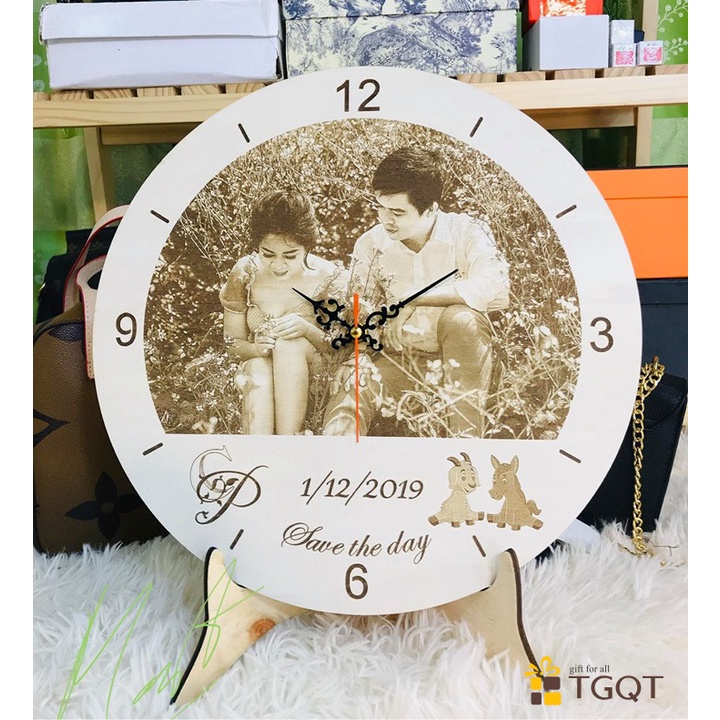 Đồng Hồ Gỗ Khắc Hình Theo Yêu Cầu - Quà Tặng Sinh Nhật, Quà Tặng Thầy Cô