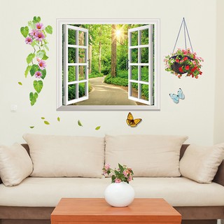 Decal Cửa Sổ Giỏ Hoa
