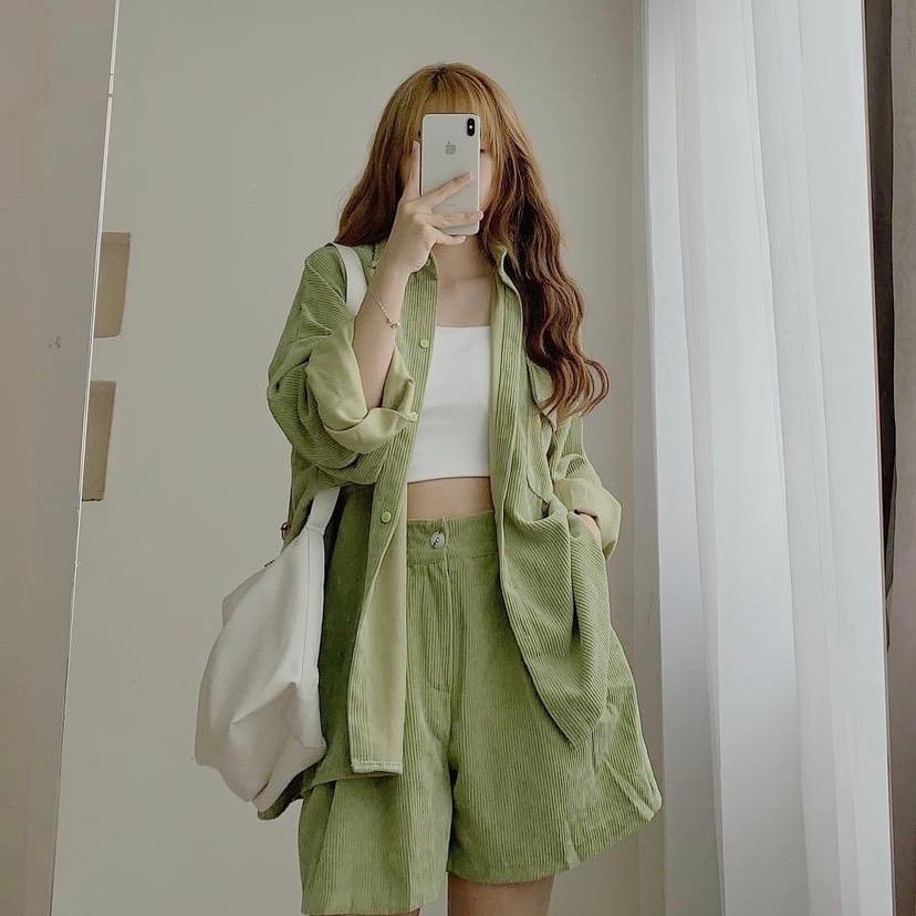 Sét Sm nhung tăm + quần short