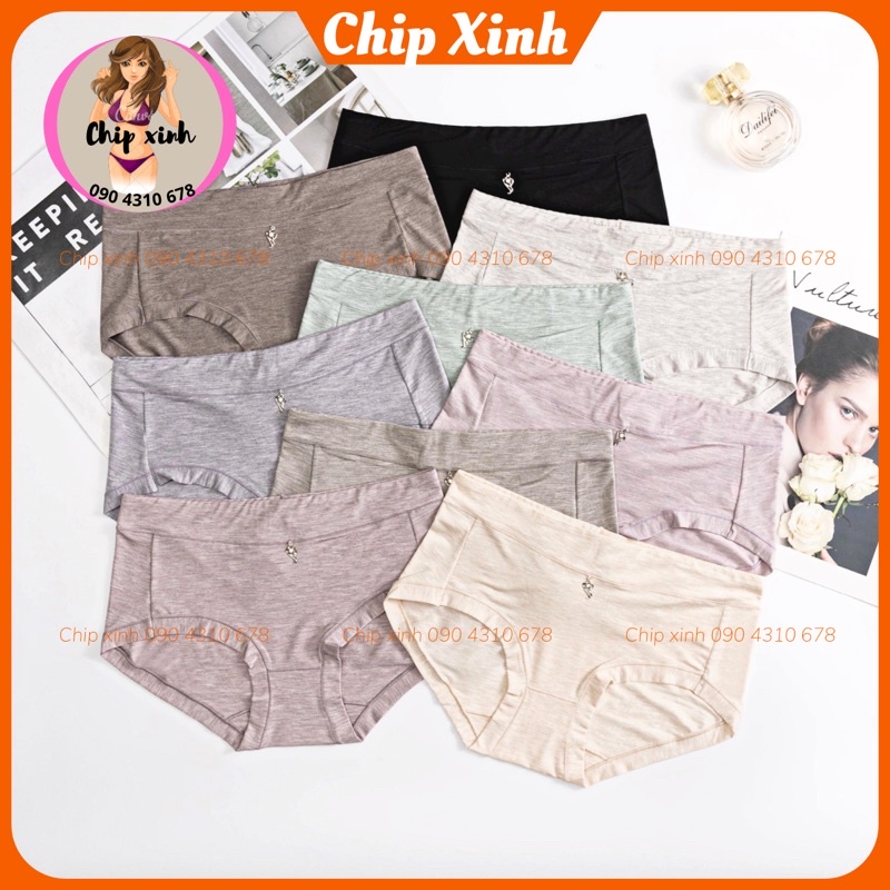 Quần lót nữ chất cotton muối tiêu cạp cao chất liệu thoáng mát