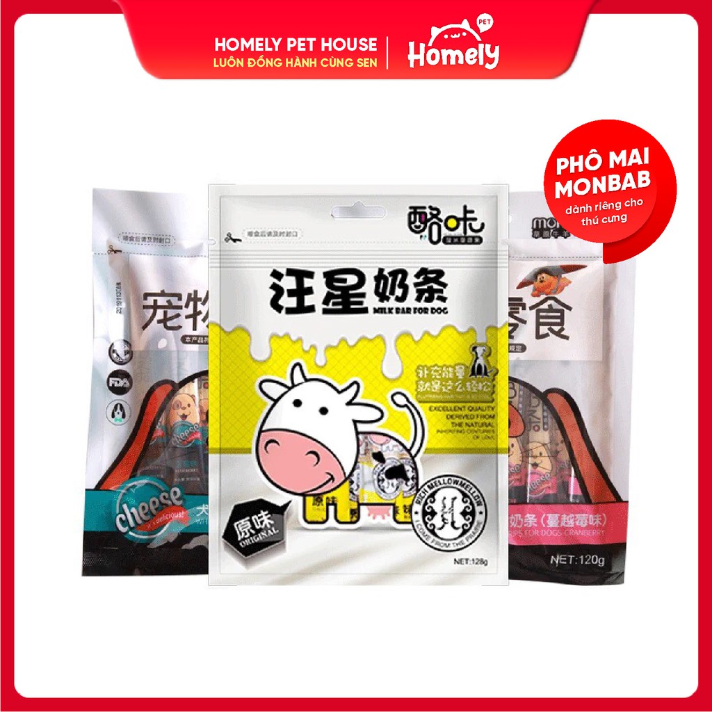 Túi 120G - Thanh Phô Mai Sữa Monbad, Snack Thưởng, Thức Ăn, Bánh Thưởng Chó Mèo Hamster - Homely Pet