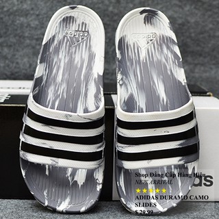 Dép Adidas Duramo Camo trắng xám sọc đen