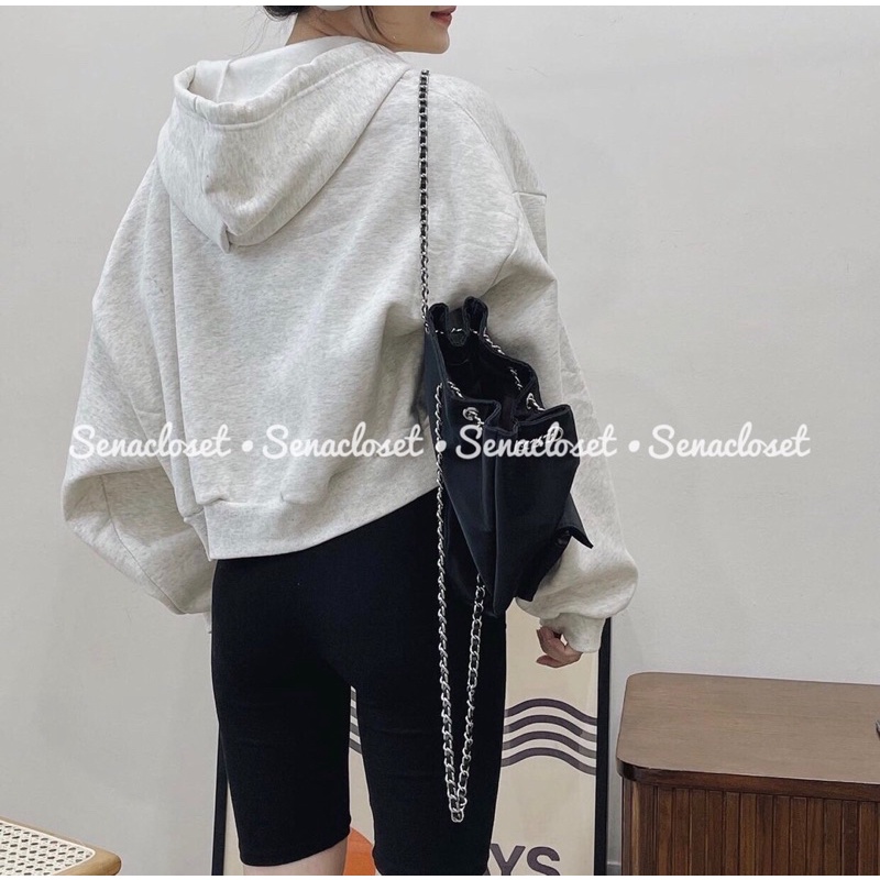 Áo khoác nỉ croptop to phồng siêu hot (Ảnh thật/Video)