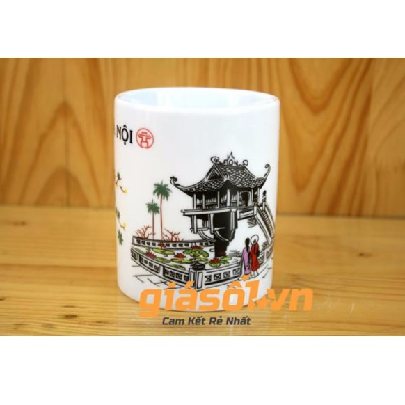Cốc uống nước cảnh chùa một cột Hà Nội 350ml gốm sứ Bát tràng - Giá rẻ