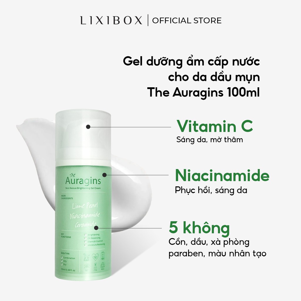 [Mã FMCGMALL -8% đơn 250K] Gel dưỡng ẩm ngừa mụn, giảm thâm The Auragins Skin Rescue Brightening Gel Cream 100ml | BigBuy360 - bigbuy360.vn