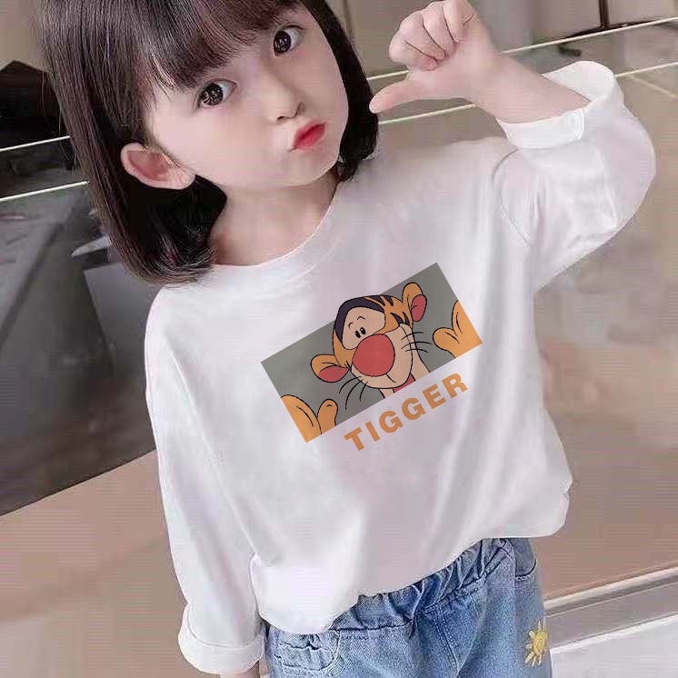 Áo Thun Trắng Tay Dài Bằng 100% Cotton Nguyên Chất Hàng Mới Phiên Bản Hàn Quốc Năm 2021 Dành Cho Bé Gái