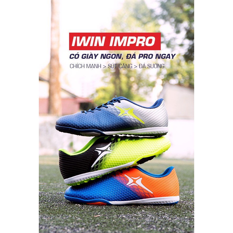 Giày đá bóng sân cỏ nhân tạo  iWin imPro 301 TF bền bỉ êm chân - chính hãng [ tặng kèm tất chống trơn ]