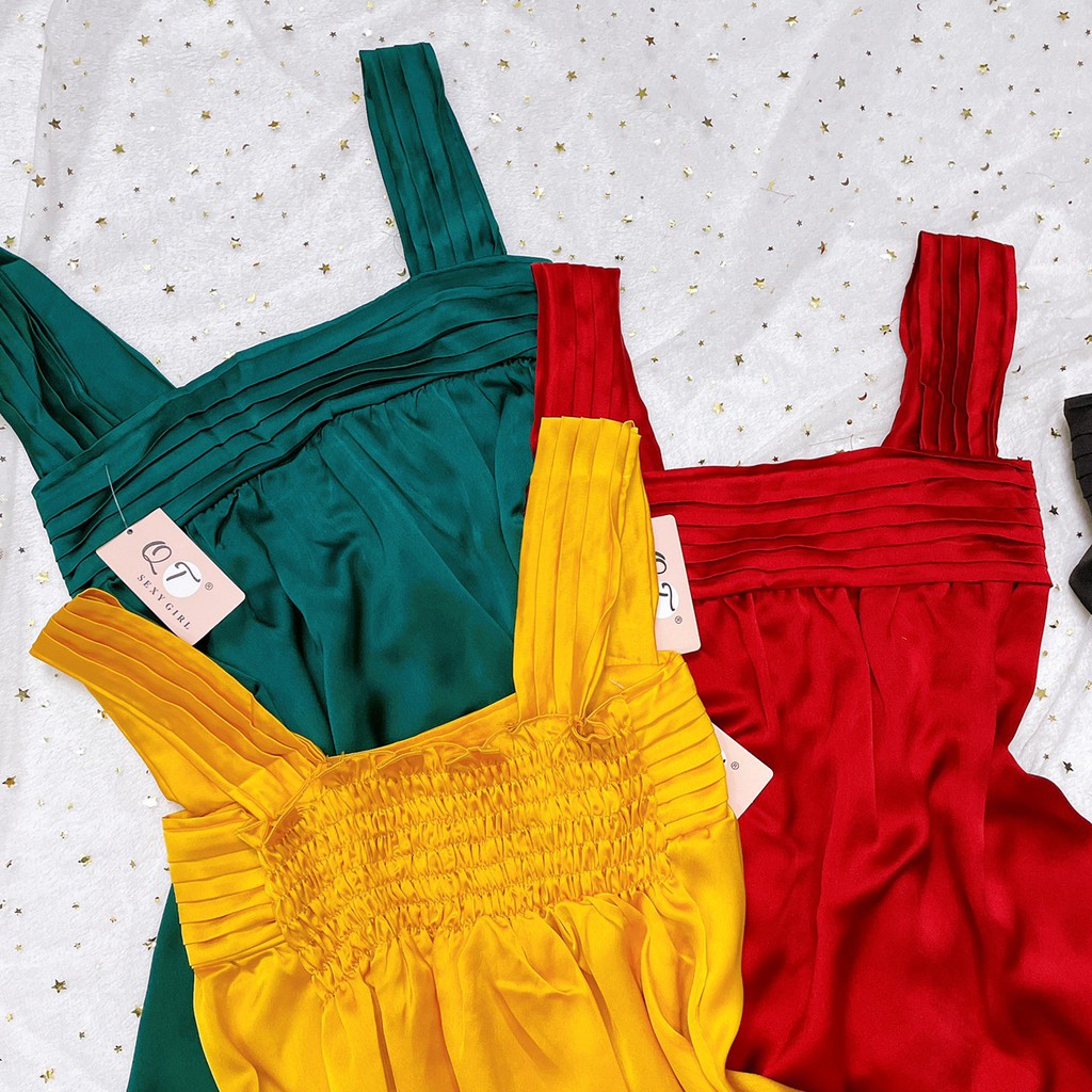 Đồ ngủ sexy  Freeship  Đồ ngủ sexy chất satin mềm xếp ly ngang freesize - Linqu Sleepwear