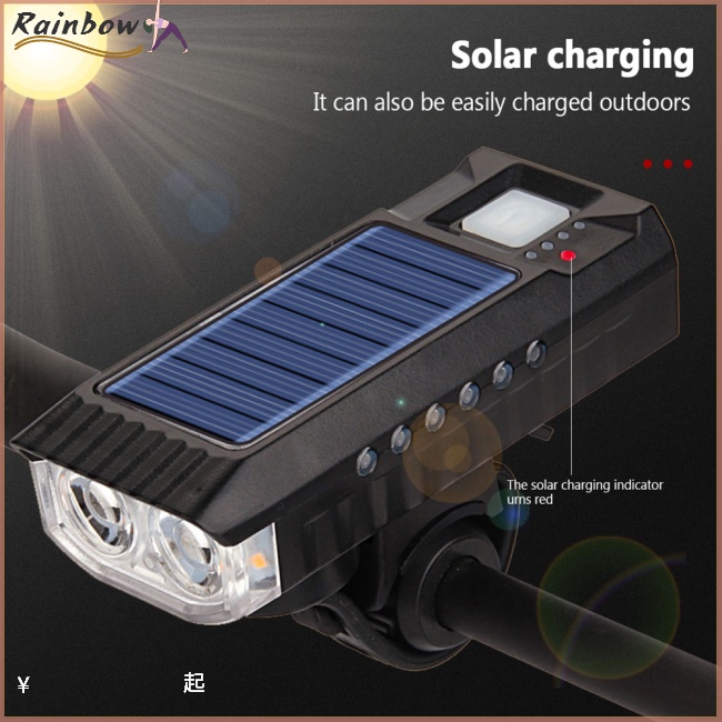 Đèn Led Năng Lượng Mặt Trời 4000mah 4 Chế Độ Kèm Sạc Usb Tiện Dụng Cho Xe Đạp