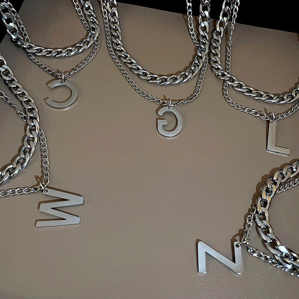 AROMA Vòng cổ Thép Titan Y2K In Chữ Phong Cách Hip Hop Hàn Quốc Cá Tính