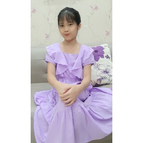 Váy đôi mẹ và con tiểu thư màu xanh  tím có size to 20kg-56kg