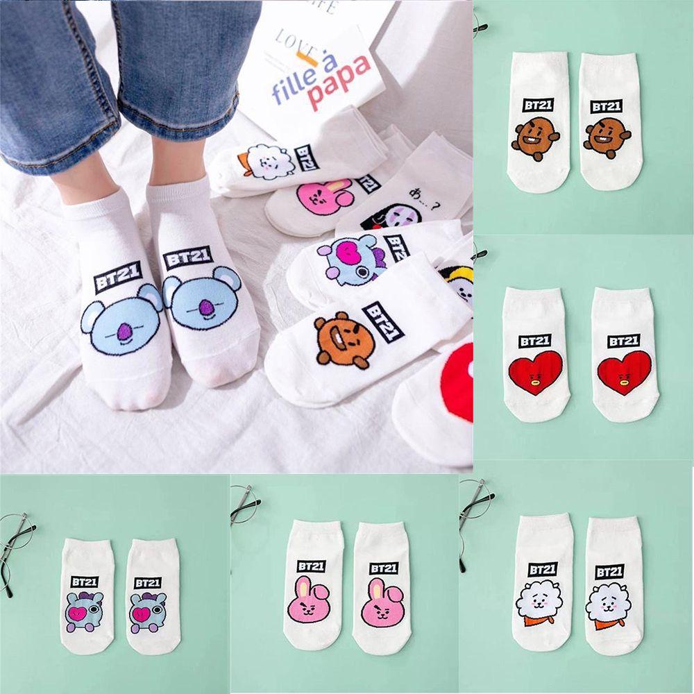 Vớ Cotton In Họa Tiết BT21 BTS Hoạt Hình Dễ Thương