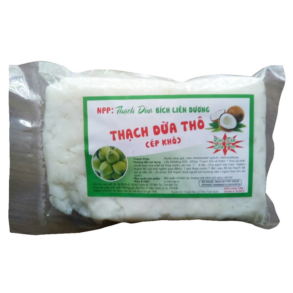 Giá sỉ 2Kg Thạch dừa loại 10Ly ép thô (khô) tặng hương dừa