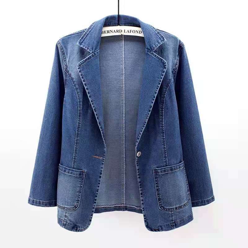 Áo Khoác denim Mỏng Dáng Ôm Màu Trơn Thời Trang Xuân Thu Mới Cho Nữ