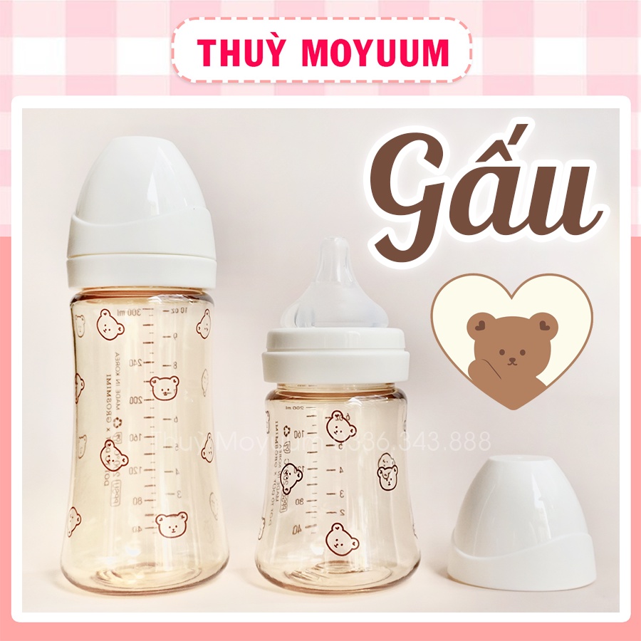 Bình sữa Grosmimi Gấu Nâu 200ml/300ml Hàn quốc