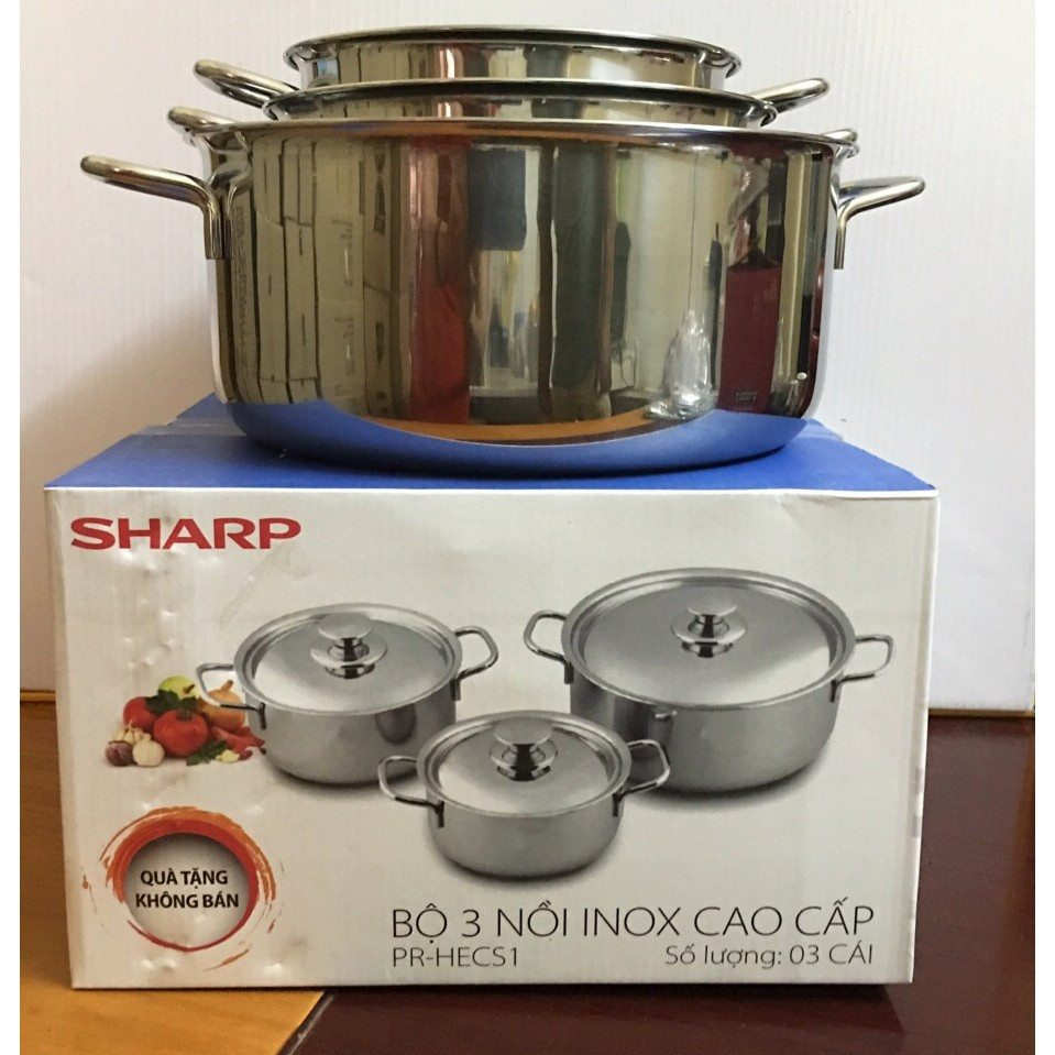 Bộ Nồi Inox Đáy Từ Sharp Cao Cấp, dùng cho MỌI LOẠI BẾP Bắt Nhiệt Nhanh Chóng Với Chất Liệu Cao Cấp