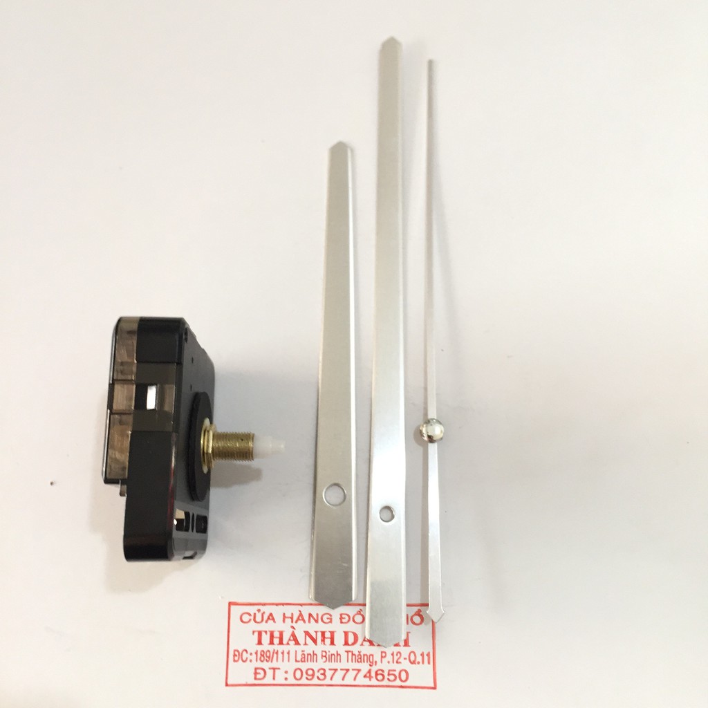 Bộ kim bạc dài 18,5cm và máy đồng hồ Taiwan loại thường trục 18mm kim trôi